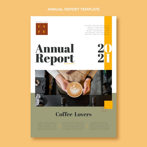 Plantilla de informe anual de cafetería mínima de diseño plano