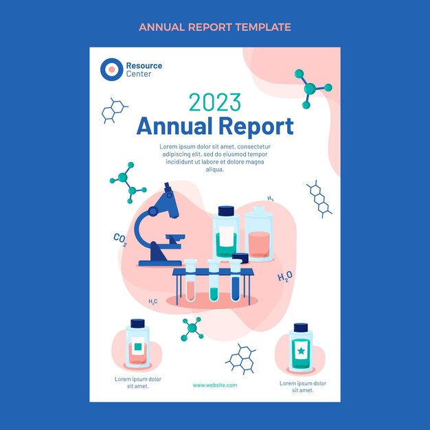 Plantilla de informe anual de ciencia de diseño plano