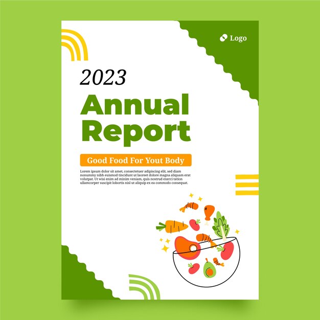Plantilla de informe anual de consejos de nutricionista dibujada a mano