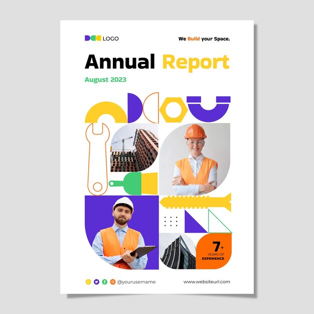Plantilla de informe anual de construcción plana