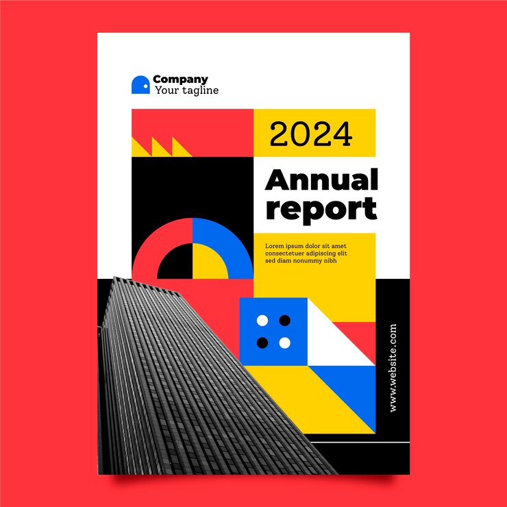 Vector gratuito plantilla de informe anual de diseño interior plano y decoración del hogar