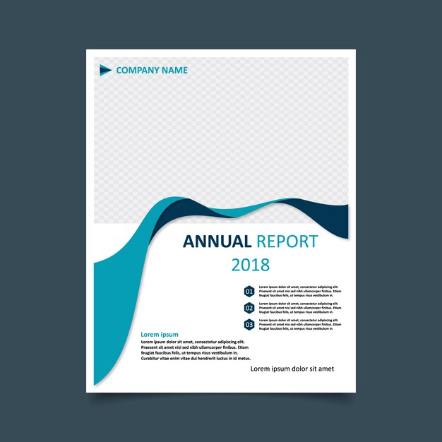 Plantilla de informe anual con diseño de olas