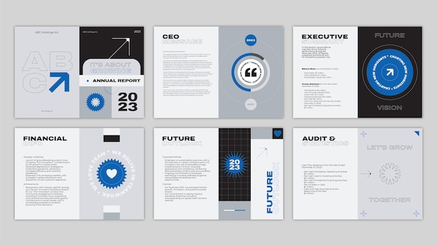 Plantilla de informe anual de diseño plano