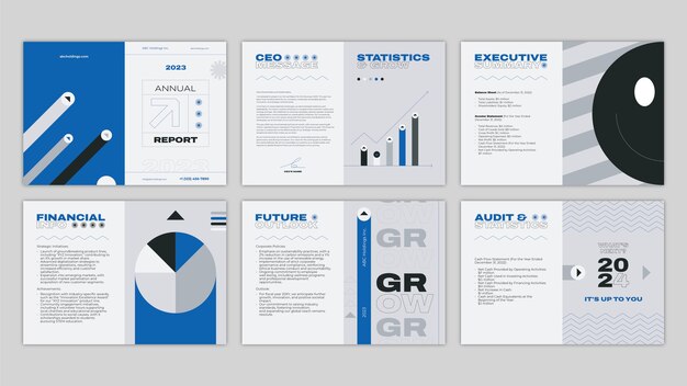 Plantilla de informe anual de diseño plano