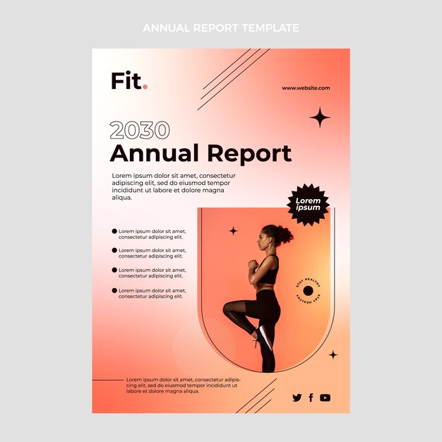 Plantilla de informe anual de fitness gradiente