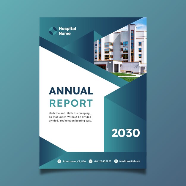 Plantilla de informe anual de hospital y atención médica de gradiente