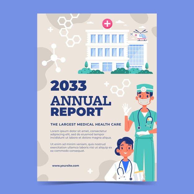 Plantilla de informe anual de hospital dibujada a mano