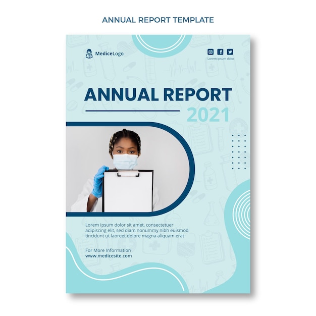 Plantilla de informe anual médico dibujado a mano