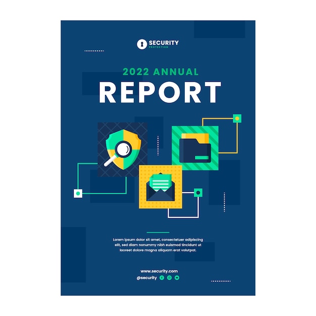 Plantilla de informe anual de privacidad de datos de diseño plano