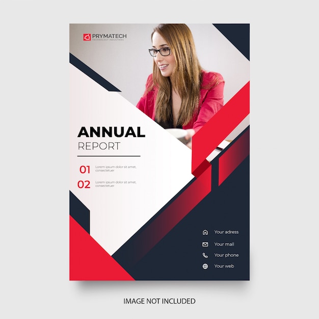 Plantilla de informe anual profesional con formas rojas