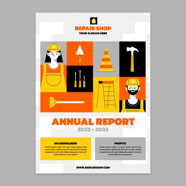 Plantilla de informe anual de servicio y negocio de taller de reparación de automóviles