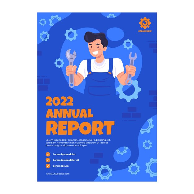 Plantilla de informe anual de servicios de taller de reparación de automóviles planos