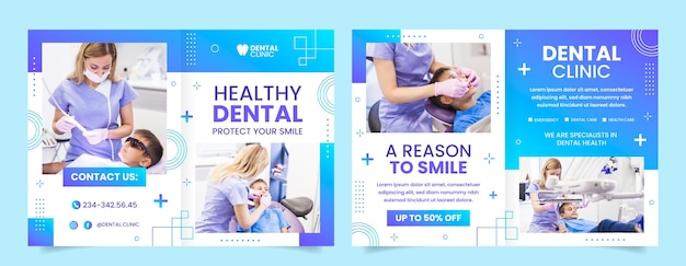 Vector gratuito plantilla de informe de folleto de clínica dental de diseño plano