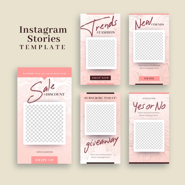Vector gratuito plantilla de instagram stories con marco
