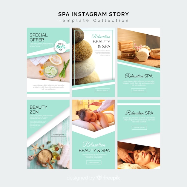 Vector gratuito plantilla de instagram stories de spa