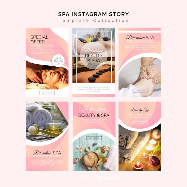 Vector gratuito plantilla de instagram stories de spa