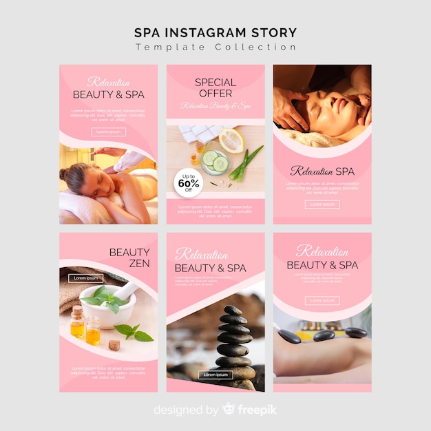 Vector gratuito plantilla de instagram stories de spa