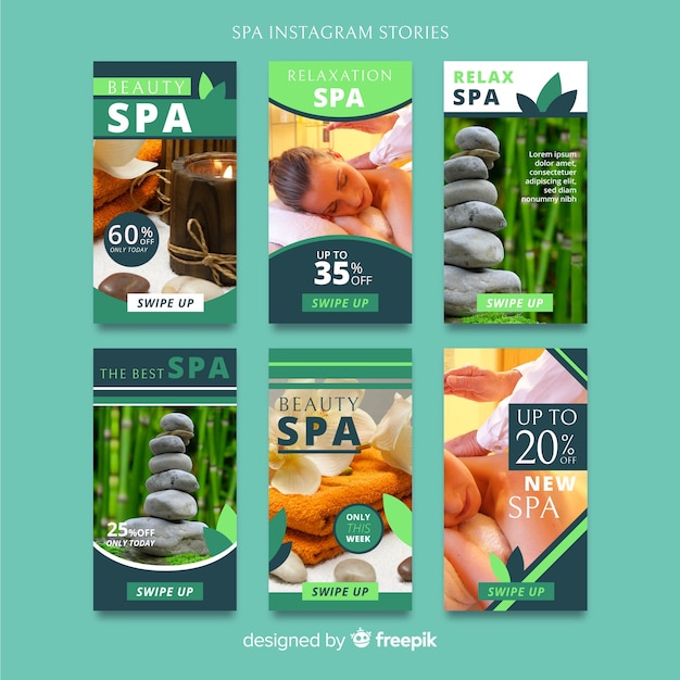 Vector gratuito plantilla de instagram stories de spa