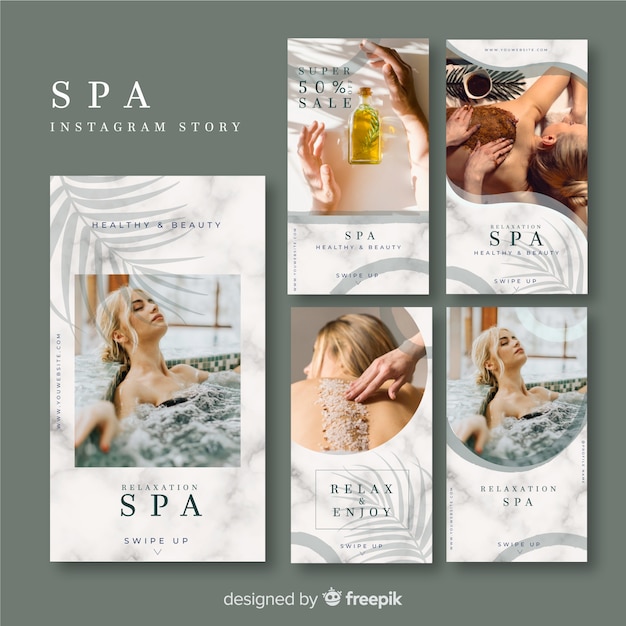 Vector gratuito plantilla de instagram stories de spa