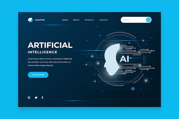 Vector gratuito plantilla de inteligencia artificial de página de aterrizaje