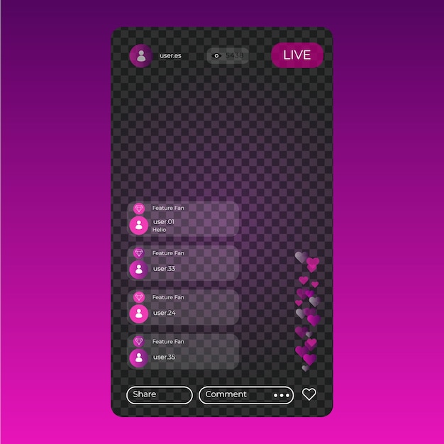 Plantilla de interfaz de instagram para transmisión en vivo