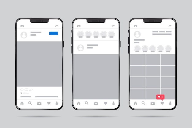 Plantilla de interfaz de perfil de Instagram con teléfono móvil