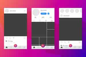 Vector gratuito plantilla de interfaz de perfil de instagram con teléfono móvil