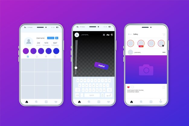 Plantilla de interfaz de perfil de Instagram con teléfono móvil