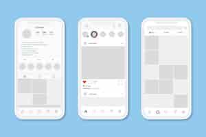 Vector gratuito plantilla de interfaz de perfil de instagram con teléfono móvil