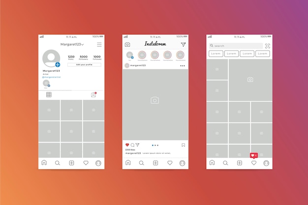 Vector gratuito plantilla de interfaz de perfil de instagram