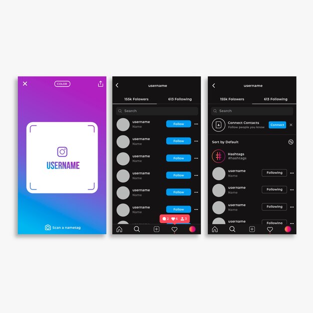 Plantilla para la interfaz de perfil de instagram
