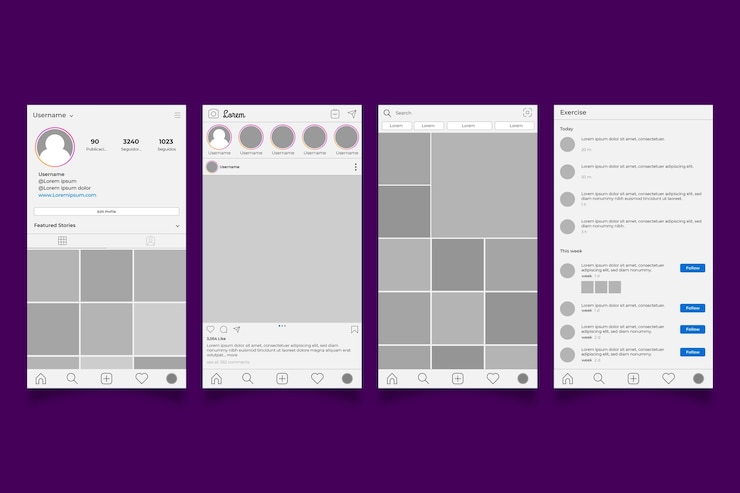 Vector gratuito plantilla de interfaz de perfil de instagram