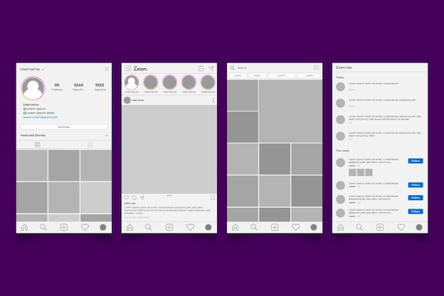 Plantilla de interfaz de perfil de Instagram