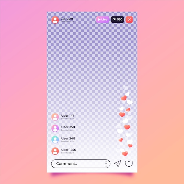 Plantilla de interfaz en vivo de instagram degradado