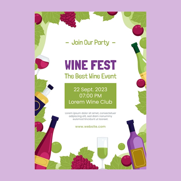 Plantilla de invitación al festival del vino