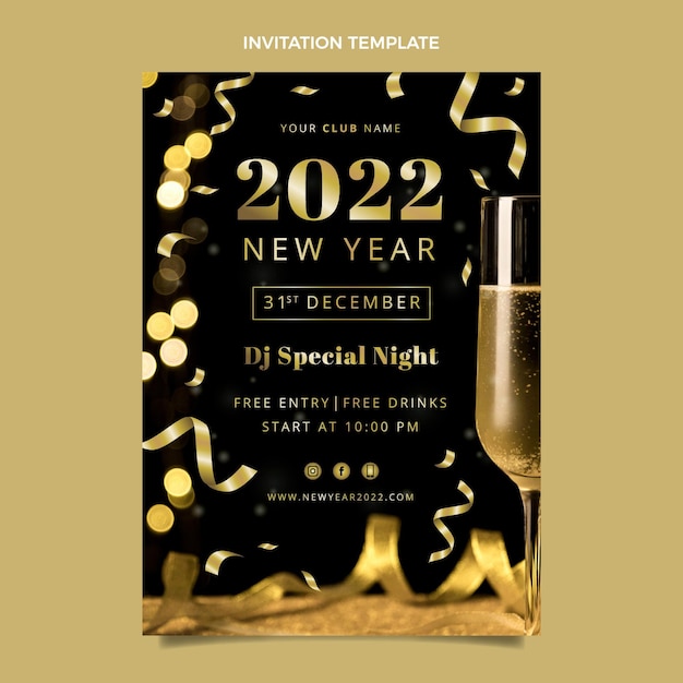 Plantilla de invitación de año nuevo degradado