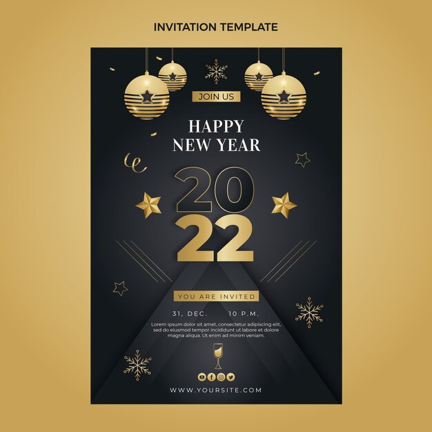 Plantilla de invitación de año nuevo degradado
