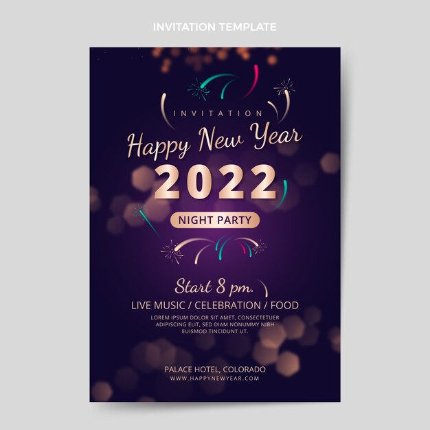 Plantilla de invitación de año nuevo degradado