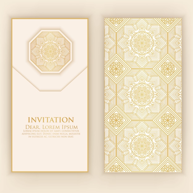 Plantilla de invitación árabe dorado