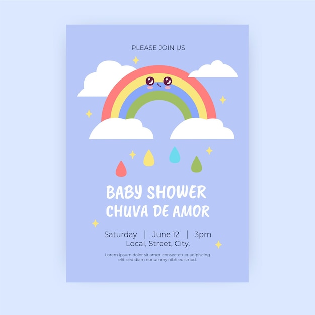 Plantilla de invitación para baby shower de chuva de amor