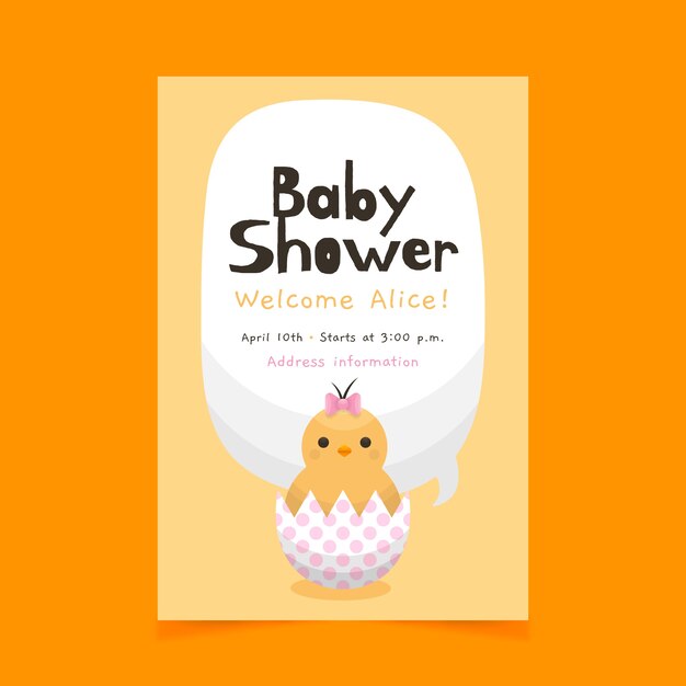 Plantilla de invitación de baby shower para niña