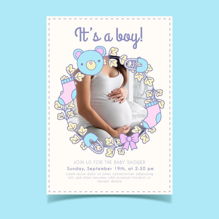 Vector gratuito plantilla de invitación de baby shower (niño)