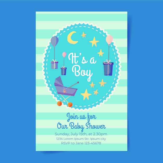 Plantilla de invitación de baby shower de niño