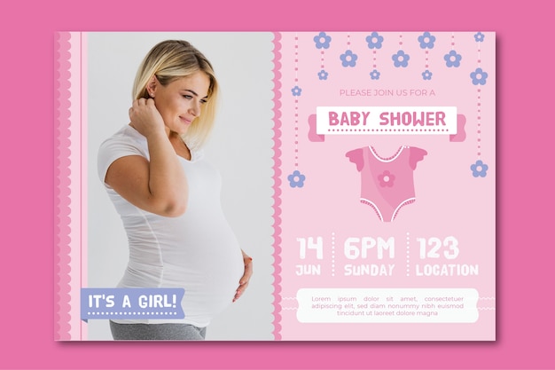 Plantilla de invitación de baby shower para tema de niña