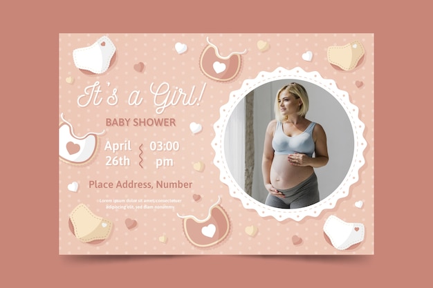 Vector gratuito plantilla de invitación de baby shower