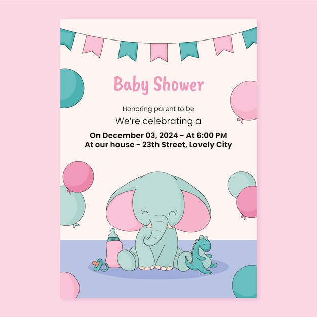 Vector gratuito plantilla de invitación para baby shower