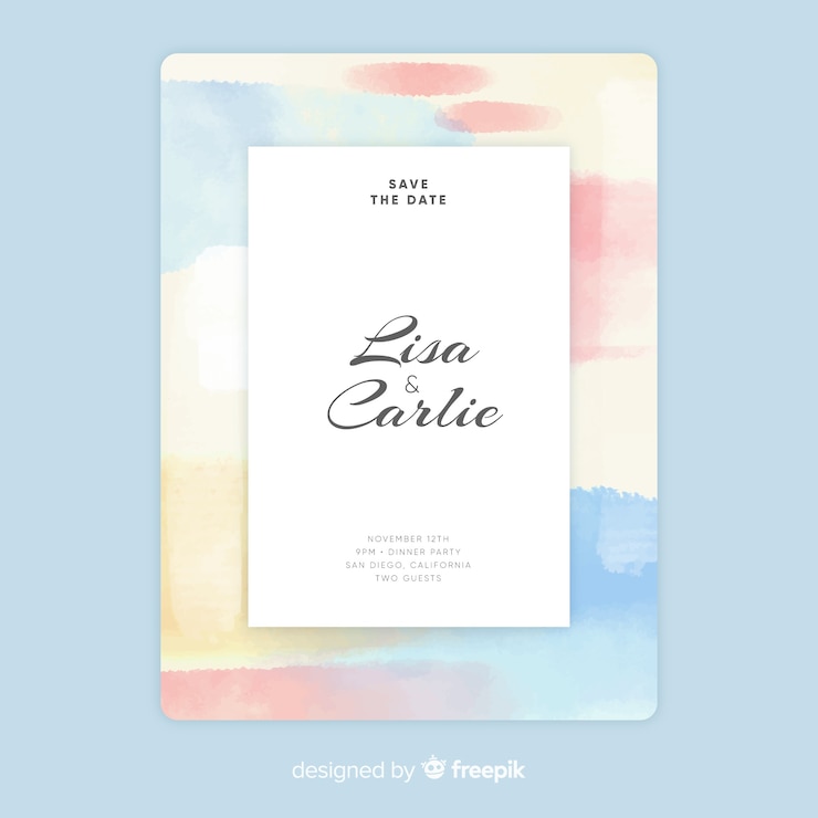 Vector gratuito plantilla de invitación de boda abstracta pintada a mano