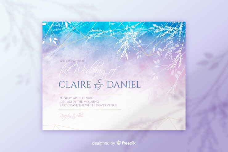 Vector gratuito plantilla de invitación de boda abstracta pintada a mano