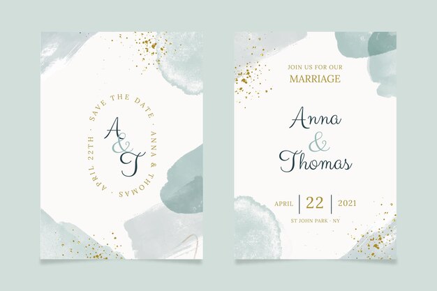 Plantilla de invitación de boda acuarela abstracta
