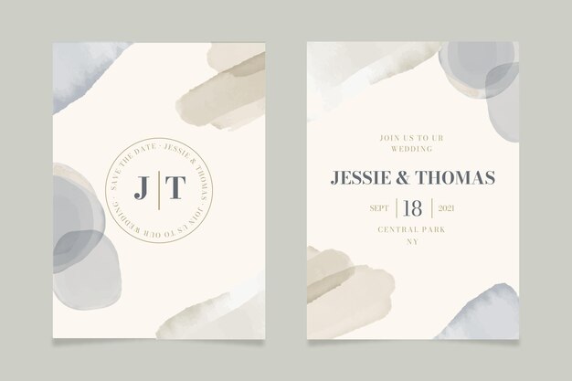 Plantilla de invitación de boda acuarela abstracta